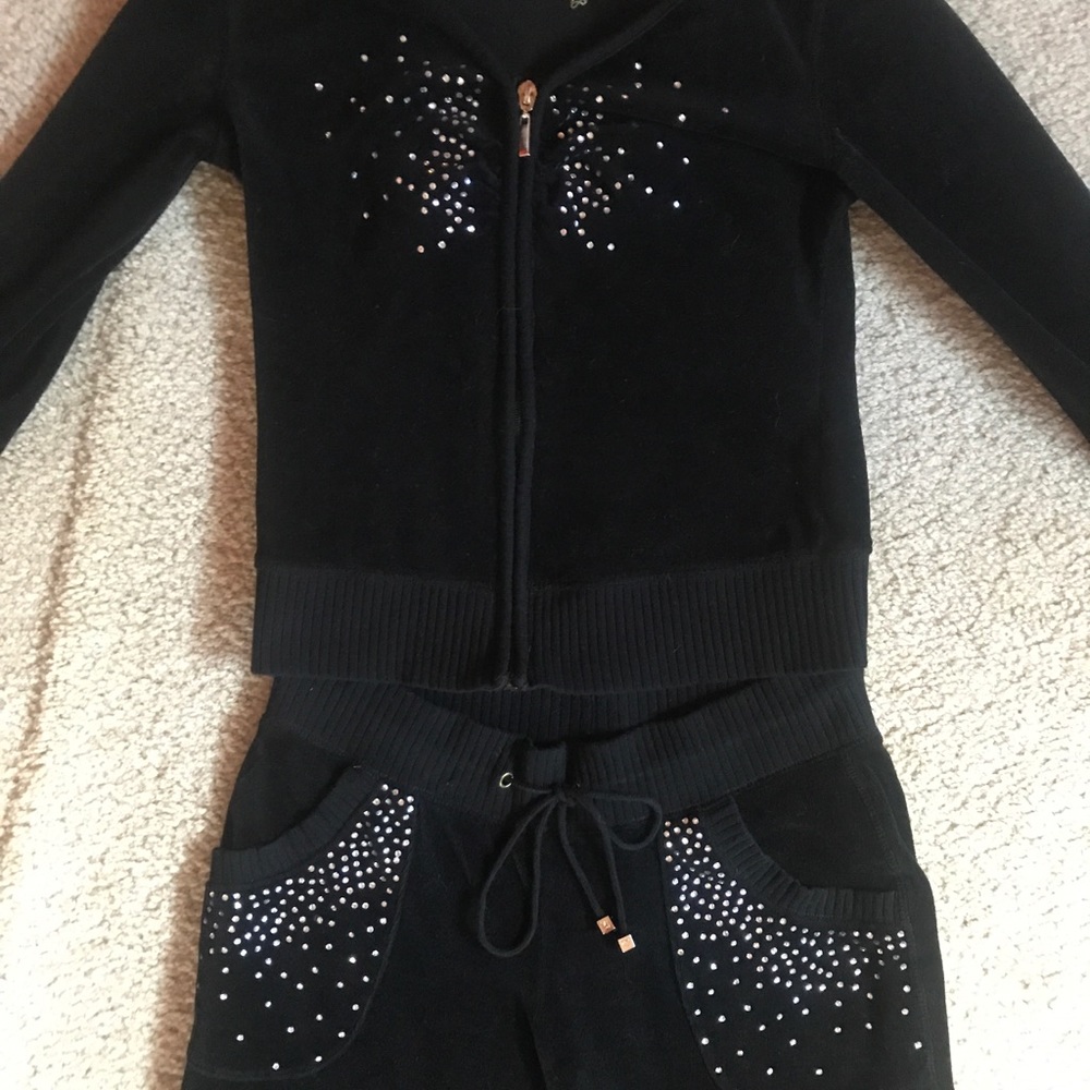 Plush and lush tracksuit set velour rhinestone